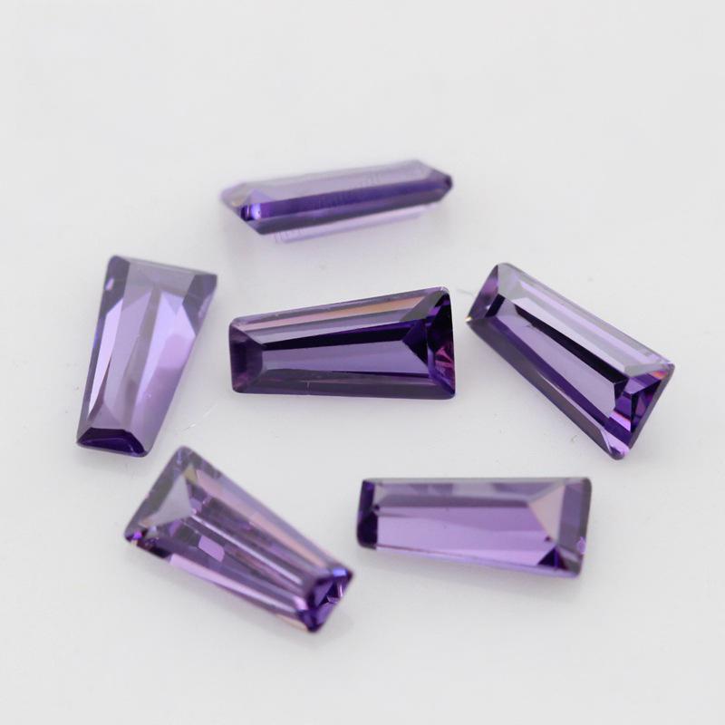 紫红色梯方锆石裸石批发 梯形紫色人造CZ钻宝石手表配石