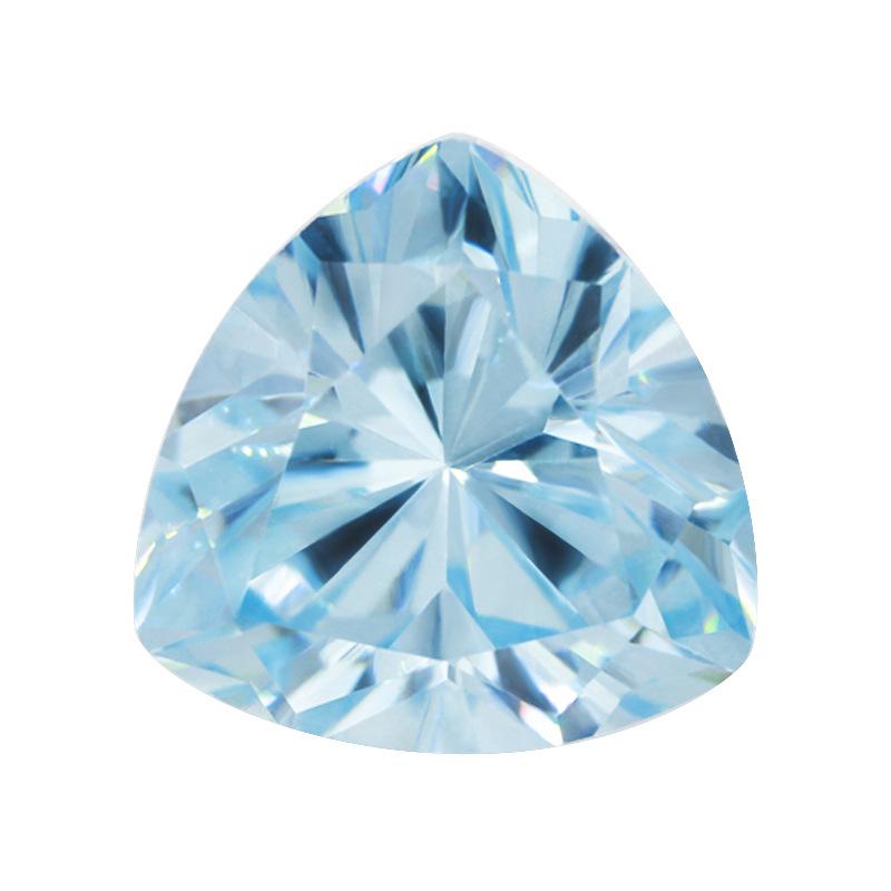 浅海蓝色肥三角形锆石裸石 胖三角浅海兰人造CZ皓石戒面