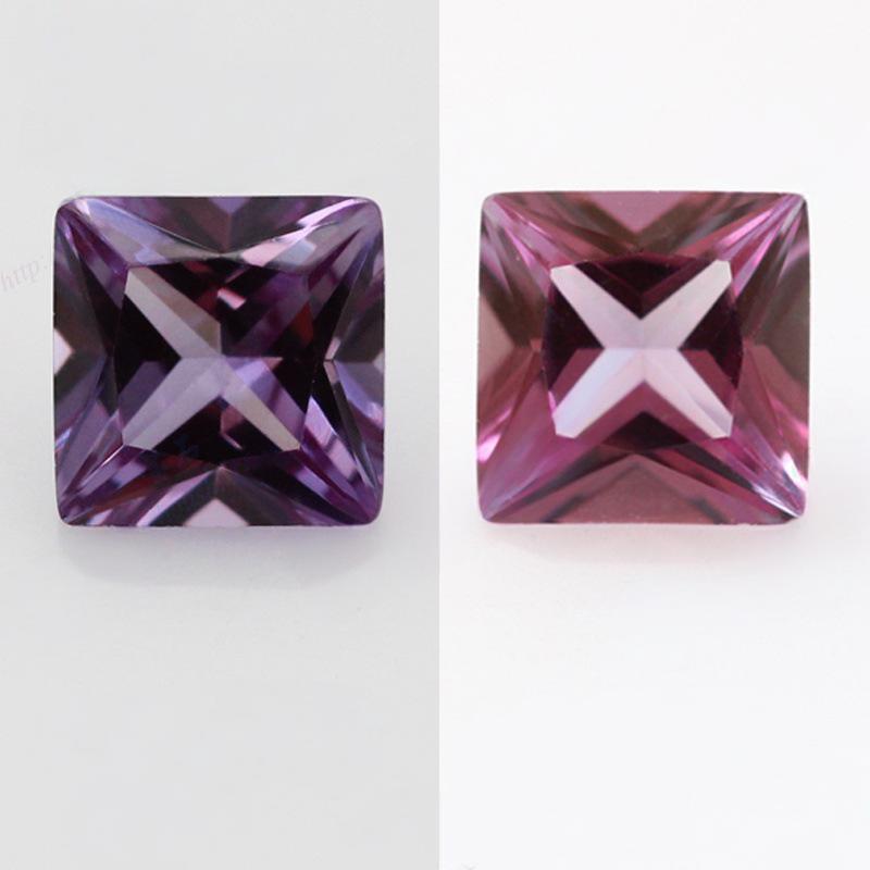 正方形直角车花46#变色刚玉裸石 公主方戒面戒指主石