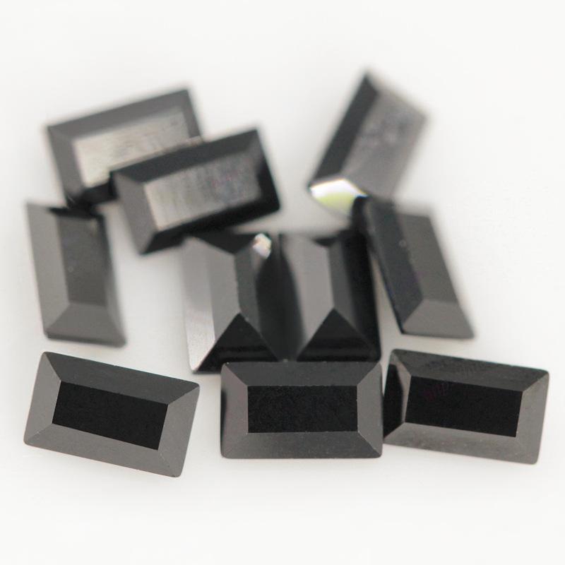 长方形直角车平黑锆裸石批发 合成立方氧化锆CZ宝石戒面