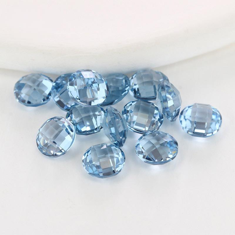 圆形106#浅蓝尖晶双龟面 浅兰色合成尖晶石批发可蜡镶