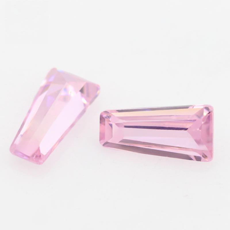 粉红色梯方锆石裸石批发 梯形人造CZ钻手表首饰配石宝石