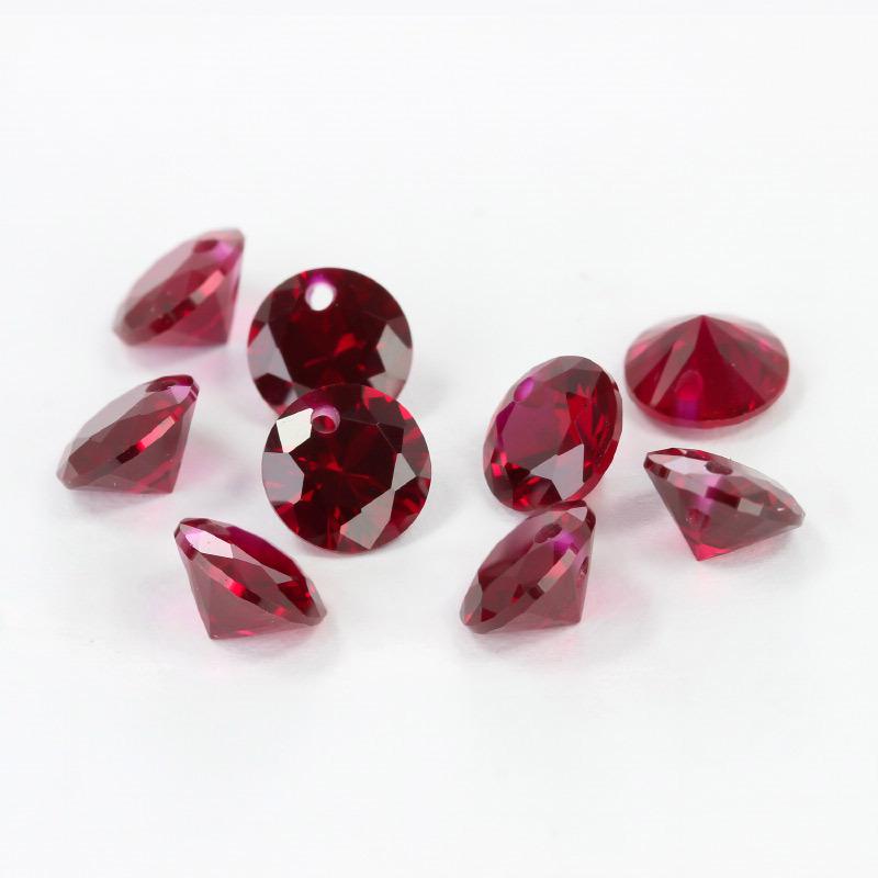 单孔圆形8#红刚玉戒面裸石批发人造合成红宝石8号鸽血红