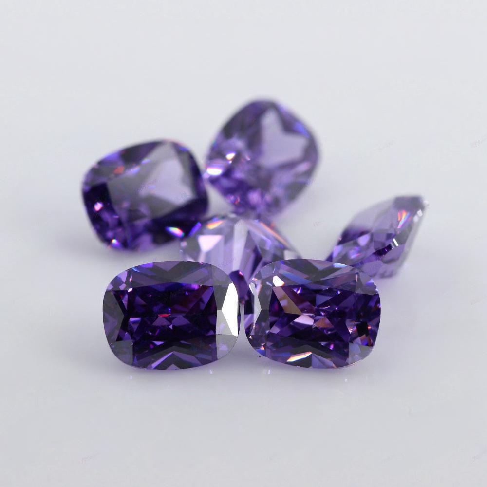 肥长方形紫红色锆石裸石批发 枕形尖底彩色宝石戒面首饰