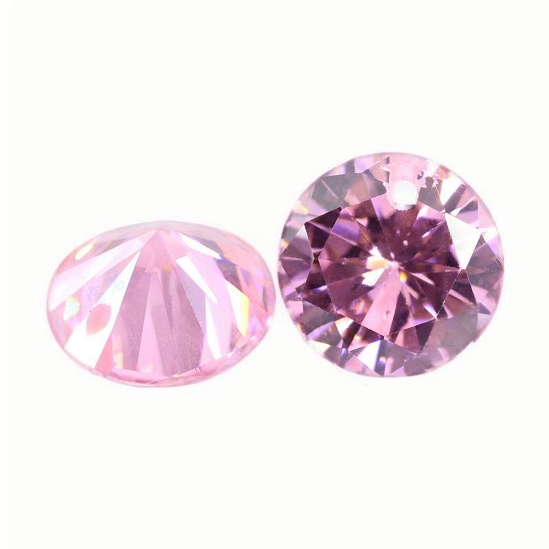 单孔锆石裸石批发 圆形粉红色合成宝石打孔首饰主石