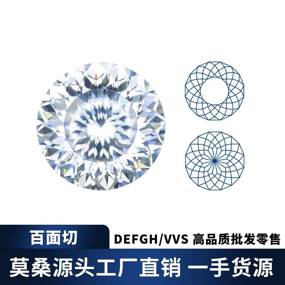 正品莫桑石百面切1-3克拉圆形莫桑钻裸石DEF首饰主石配GRA腰码