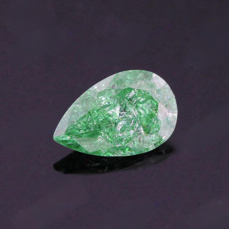 梨形冰花绿锆石裸石批发 B4号水滴形果绿色宝石戒面首饰