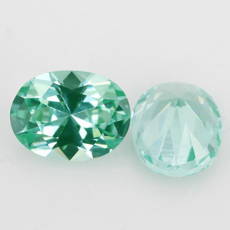蛋形137#绿尖晶戒面裸石尖底 椭圆形人造尖晶宝石主石钻
