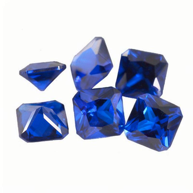 正方形倒角车花113#蓝尖晶石 人造蓝宝石113号裸石饰品