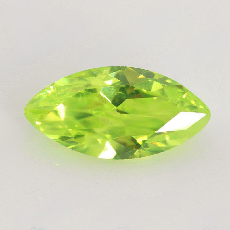 马眼形苹果绿色锆石裸石 树叶形人造皓石宝石首饰批发