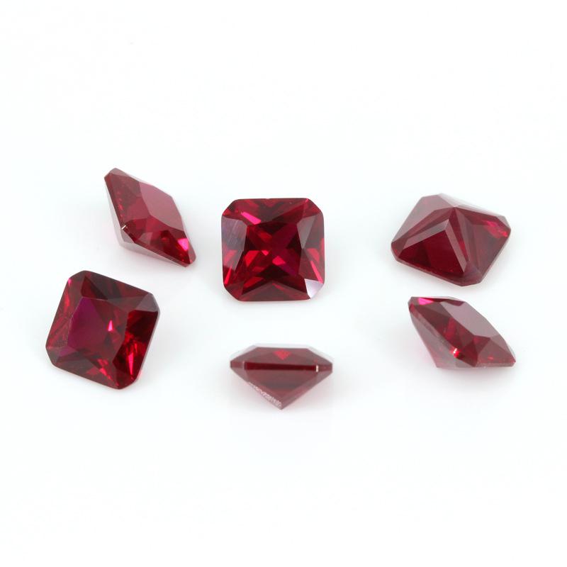 正方形倒角8#红刚玉戒面裸石 小八角合成Ruby红宝石批发