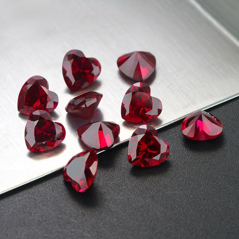 心形8#红刚玉戒面裸石 8号鸽血红Ruby红宝石人造合成