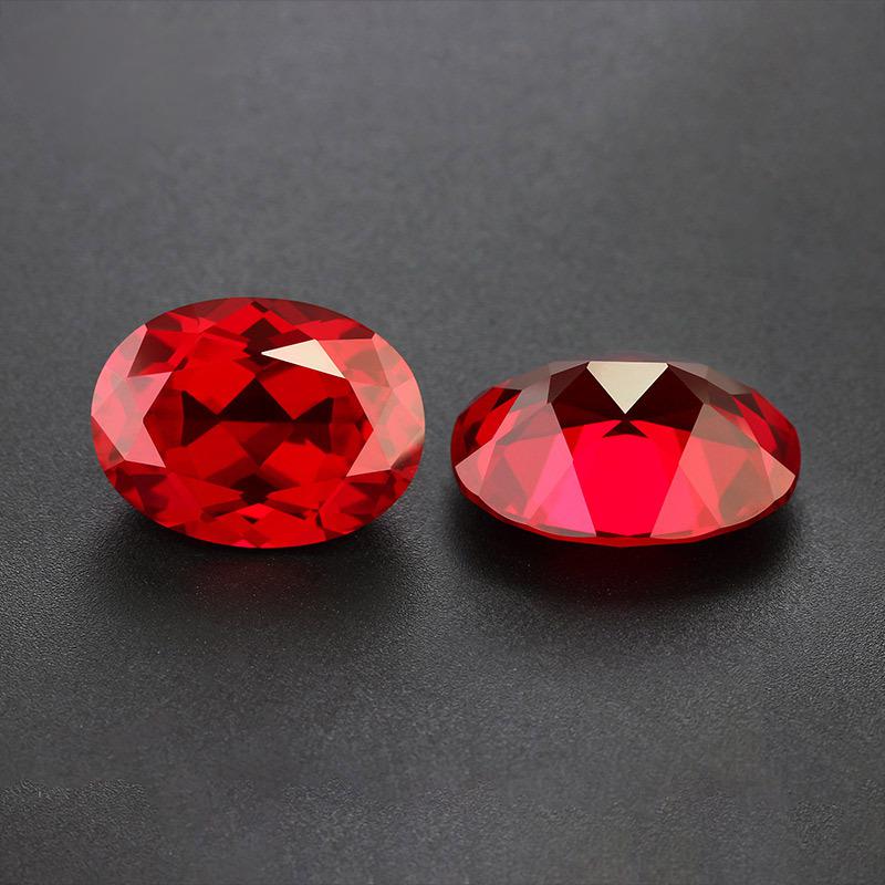 天然底蛋形5#红刚玉裸石批发 椭圆形人造合成Ruby红宝石