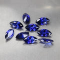 马眼形34#蓝刚玉裸石批发 树叶形合成34号兰宝石戒面