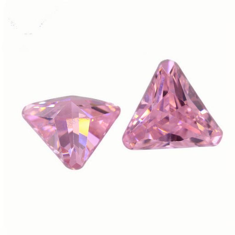 粉红色三角形倒角锆石裸石 倒三角人造CZ戒面首饰主石