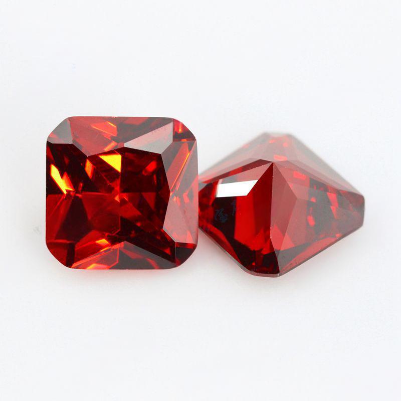 正方形倒角石榴红锆石裸石批发 大红色皓石彩色宝石首饰