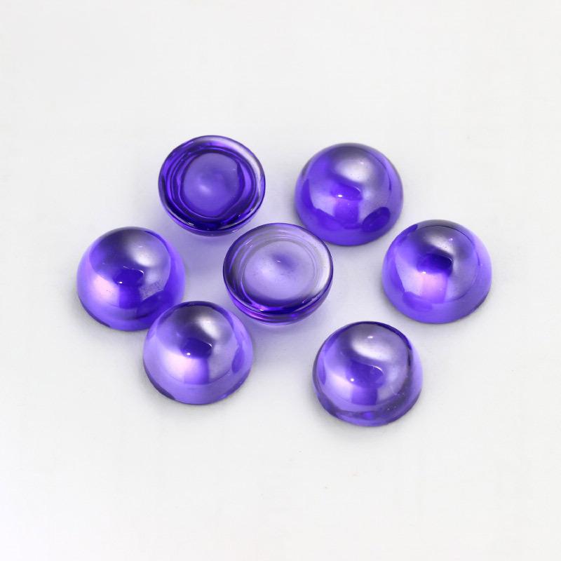 圆形平底素紫蓝色锆石裸石 蛋面紫罗兰色皓石人造CZ宝石