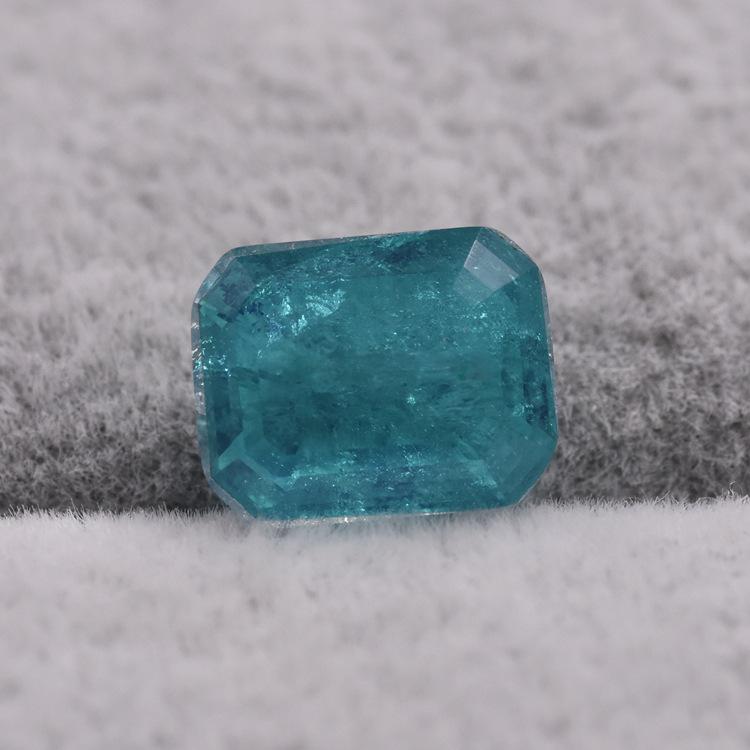 水晶拼碧玺玻璃 长方倒角切割 帕拉伊巴仿天然合成彩宝