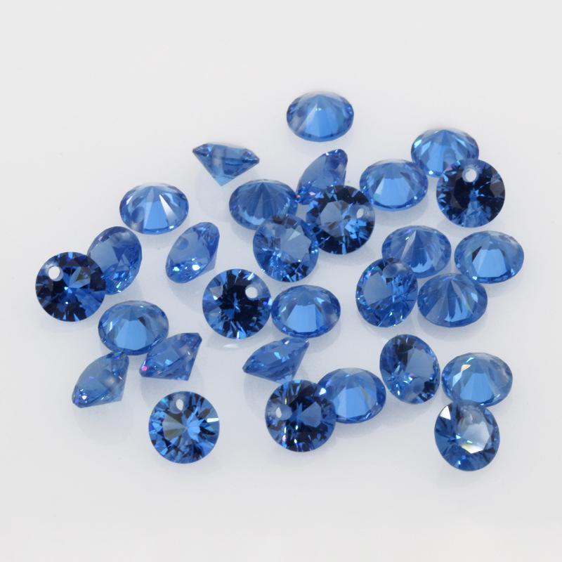 单孔圆形蓝尖晶119#裸石批发 119号人造蓝宝石戒面饰品