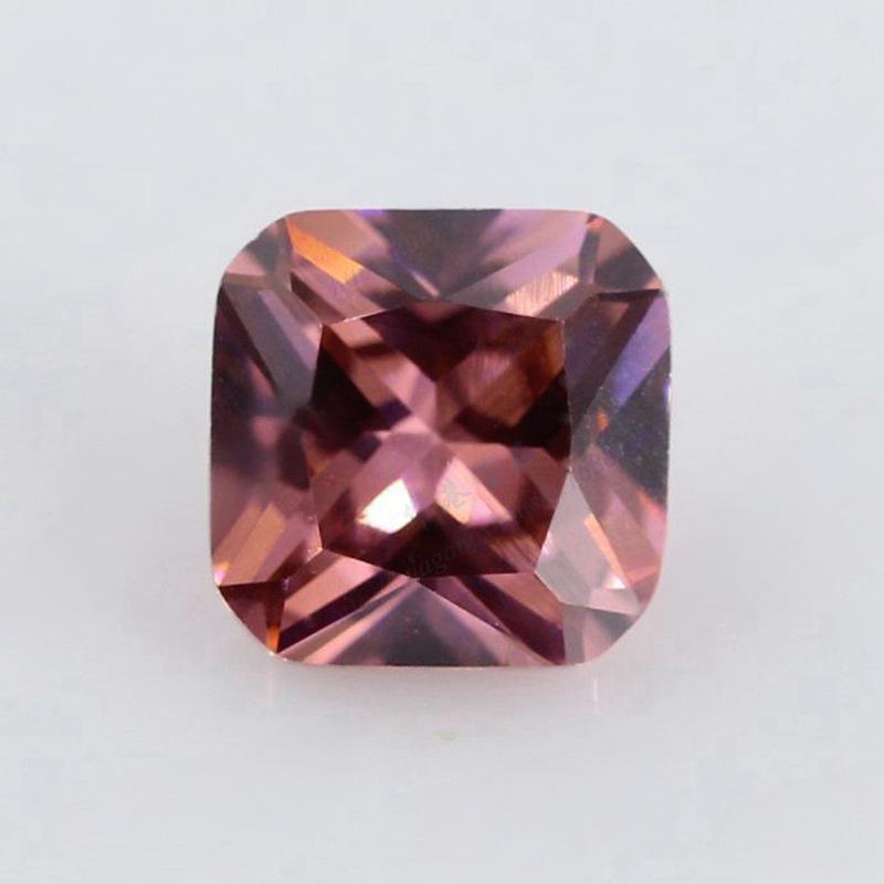 正方形倒角胭脂色锆石裸石 人造CZ胭锆宝石饰品戒面批发