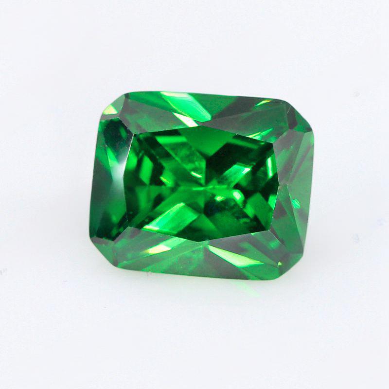 长方形倒角绿锆裸石批发 小八角人造钻祖母绿色锆石宝石