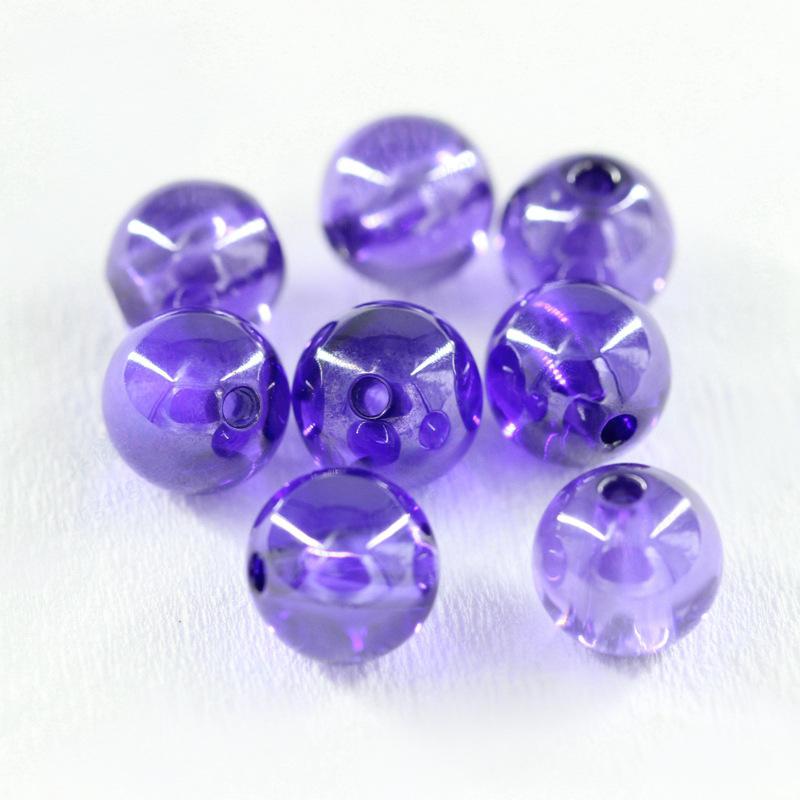 全孔圆形紫兰色锆石裸石批发 光珠串珠子打孔紫蓝色DIY