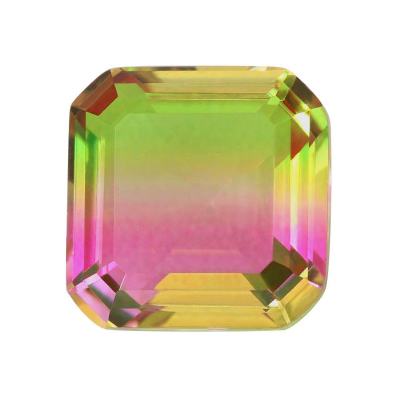 正方倒角合成西瓜碧玺裸石 尖底玻璃宝石批发BX04拼色石