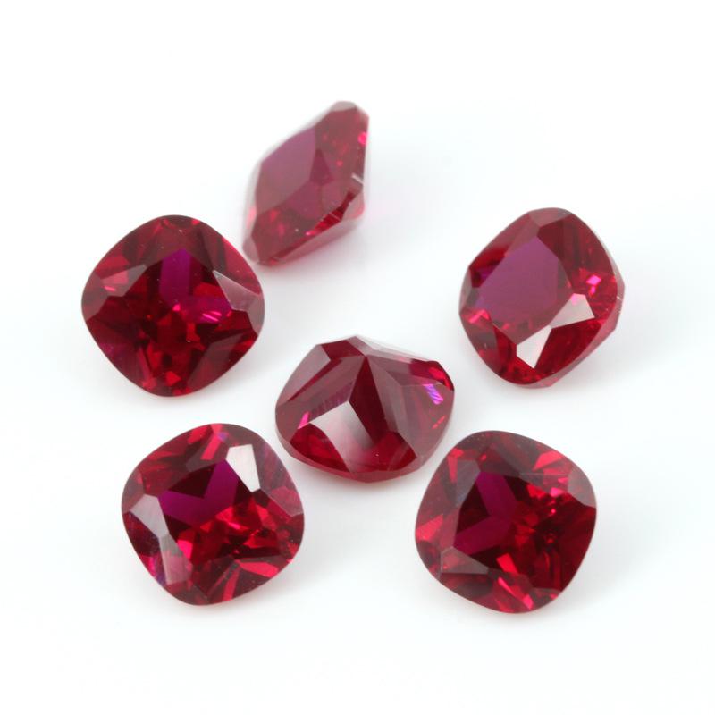 肥方形8#红刚玉裸石 枕形鸽血红Ruby合成红宝石