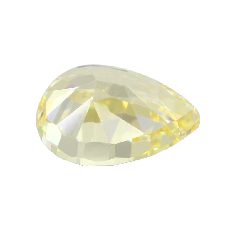 9A梨形冰花切鹅黄色高碳钻 水滴形锆石CZ裸石戒面主批发