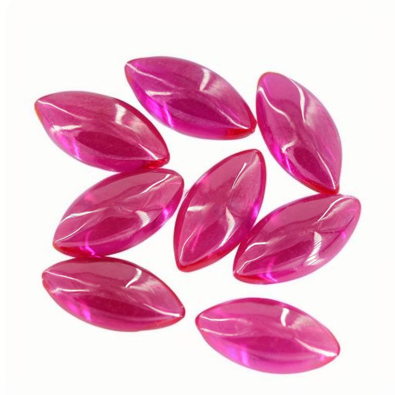 马眼形平底素面5#红刚玉裸石 光面合成5号红宝石树叶形