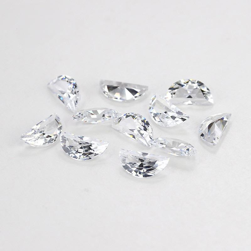 月亮形半月形白色锆石裸石 半圆形弯月形无色人造宝石钻