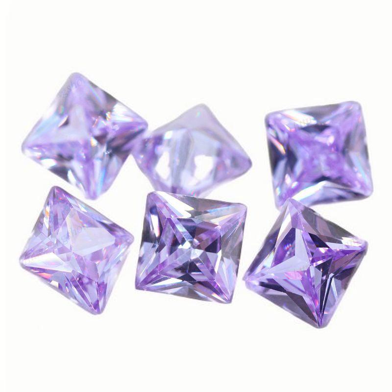 正方形直角变蓝锆石裸石 公主方尖底变兰色宝石首饰批发