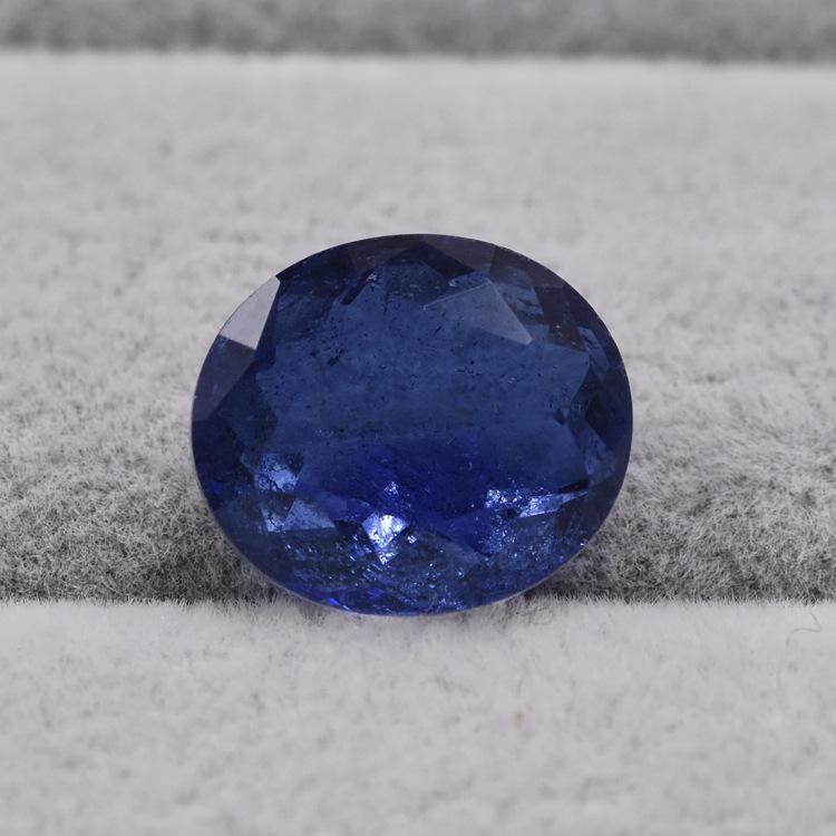 水晶拼碧玺玻璃 仿天然蛋形尖底宝石 深蓝色 合成彩宝