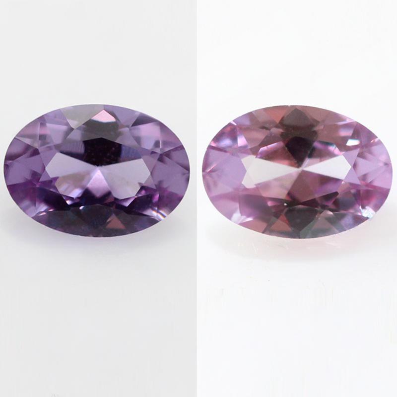 蛋形46#变色刚玉裸石戒面 椭圆形尖底钻人造仿钻批发DIY