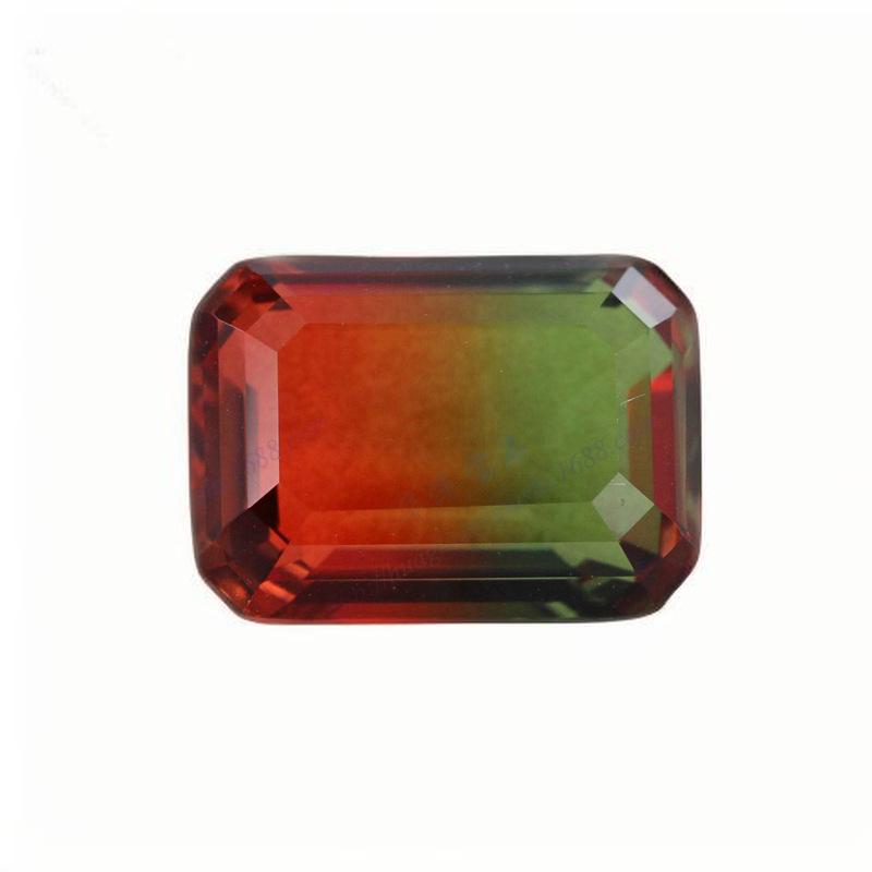 长方倒角车平人造西瓜碧玺玻璃 祖母绿切割宝石裸石批发