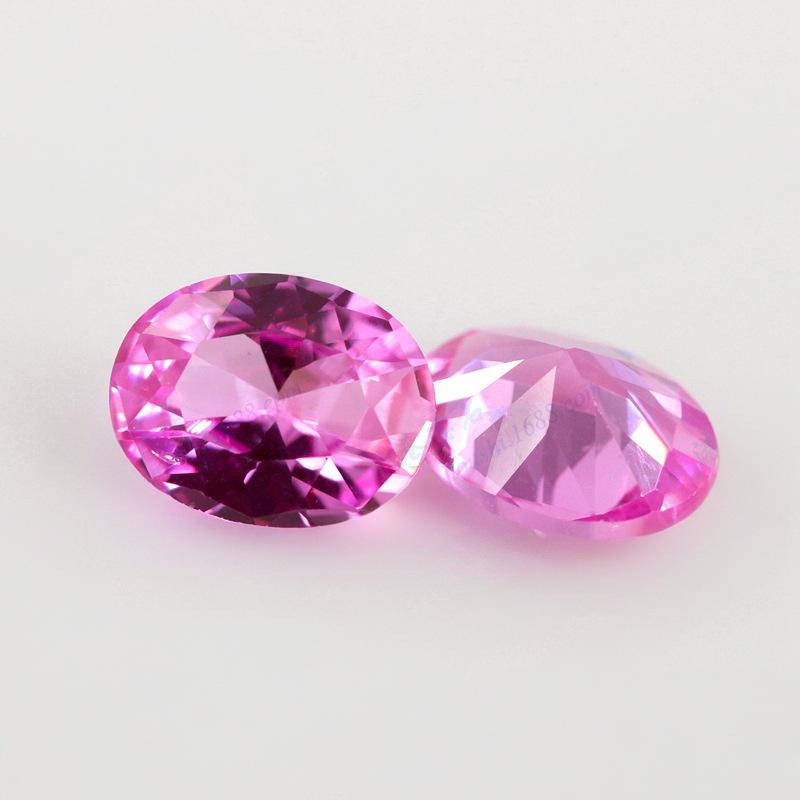 蛋形2#粉刚玉裸石戒面 椭圆形2号红刚玉宝石首饰主石钻