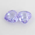 桃心形变蓝色锆石双龟面裸石 格子面浅紫色人造宝石配饰