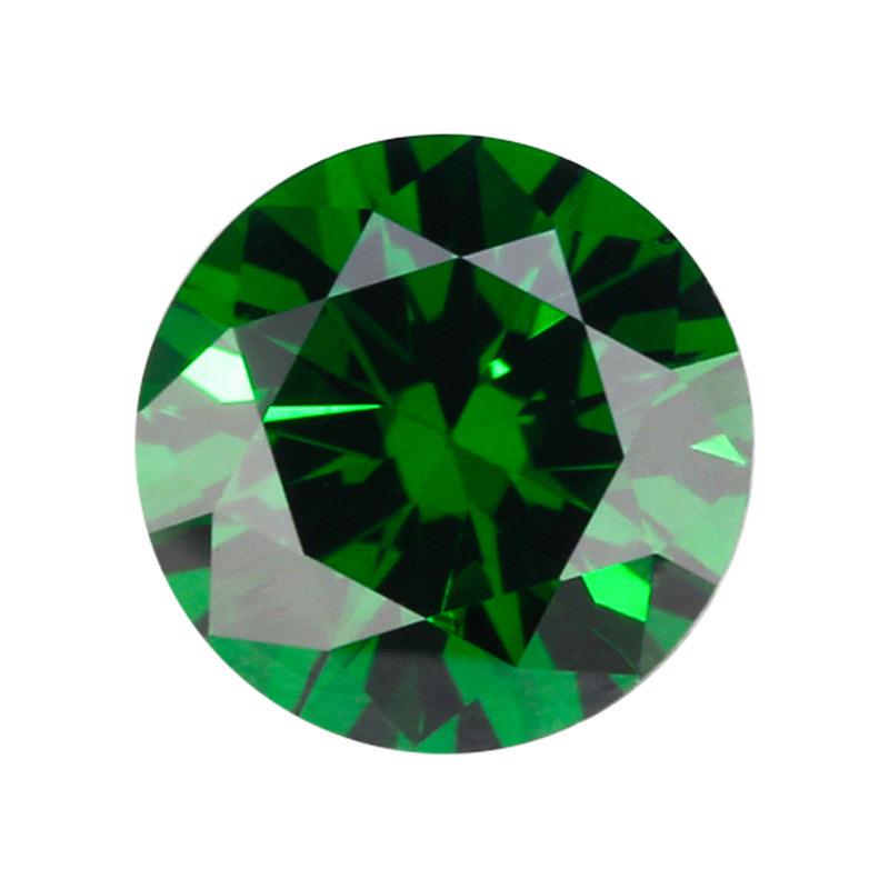 圆形绿锆尖底绿色锆石裸石 人造祖母绿皓石宝石戒面批发