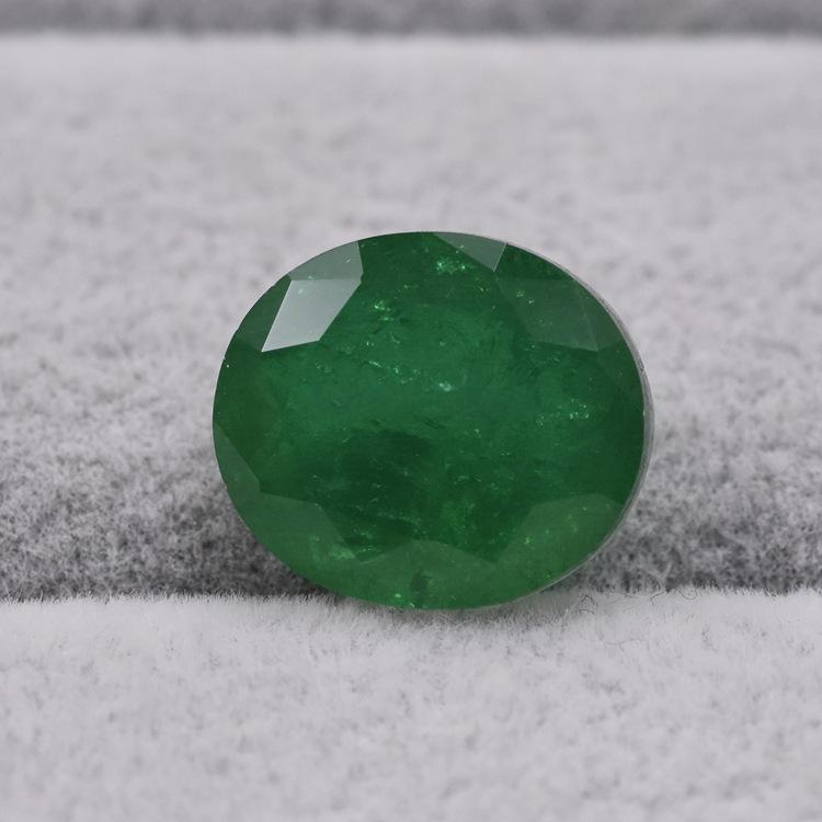 水晶拼碧玺玻璃 仿天然蛋形尖底宝石 祖母绿 合成彩宝