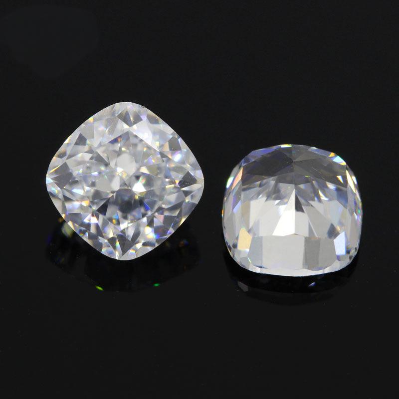 9A肥正方冰花切白色锆石裸石 枕形高碳钻首饰戒面主石CZ