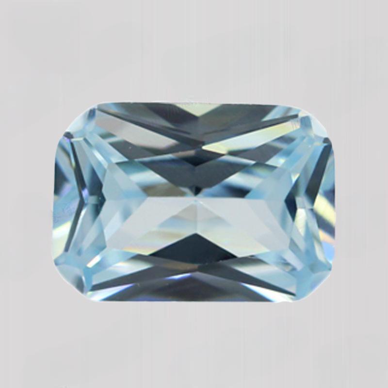 长方形倒角车花浅海蓝锆裸石 小八角天空蓝锆石戒面宝石