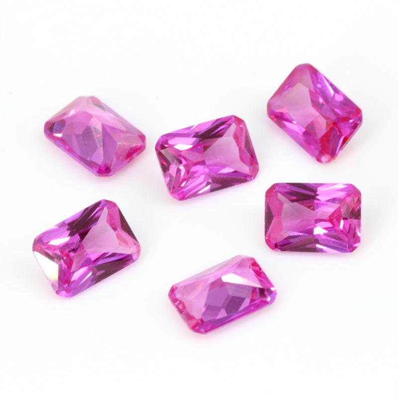 长方形倒角3#红刚玉戒面 人造3号合成Ruby车花裸石首饰