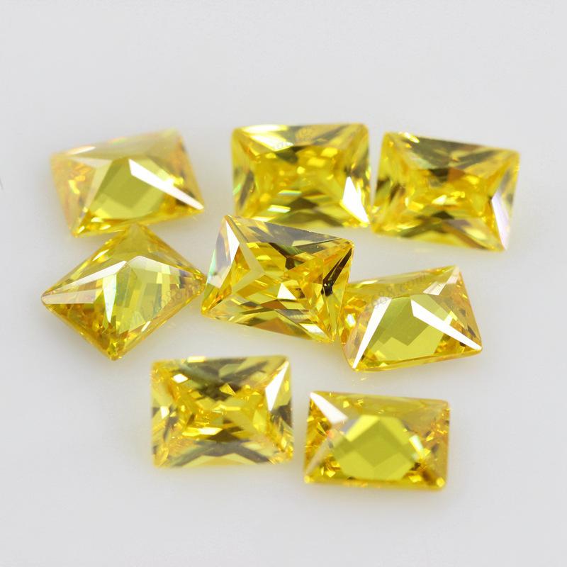长方形直角金黄色锆石裸石批发人造合成车花CZ梧州厂家