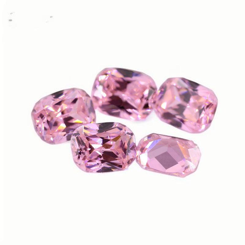 肥长方形粉红色锆石裸石批发 枕形尖底桃粉色人造钻宝石