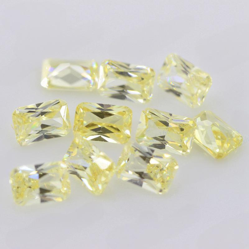 鹅黄色长方形倒角锆石裸石批发 小八角柠檬黄色水钻DIY