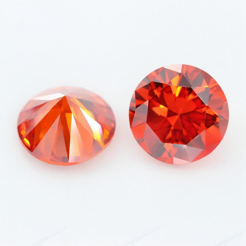 5A圆形桔红色锆石裸石戒面 人造合成立方氧化锆皓石主石