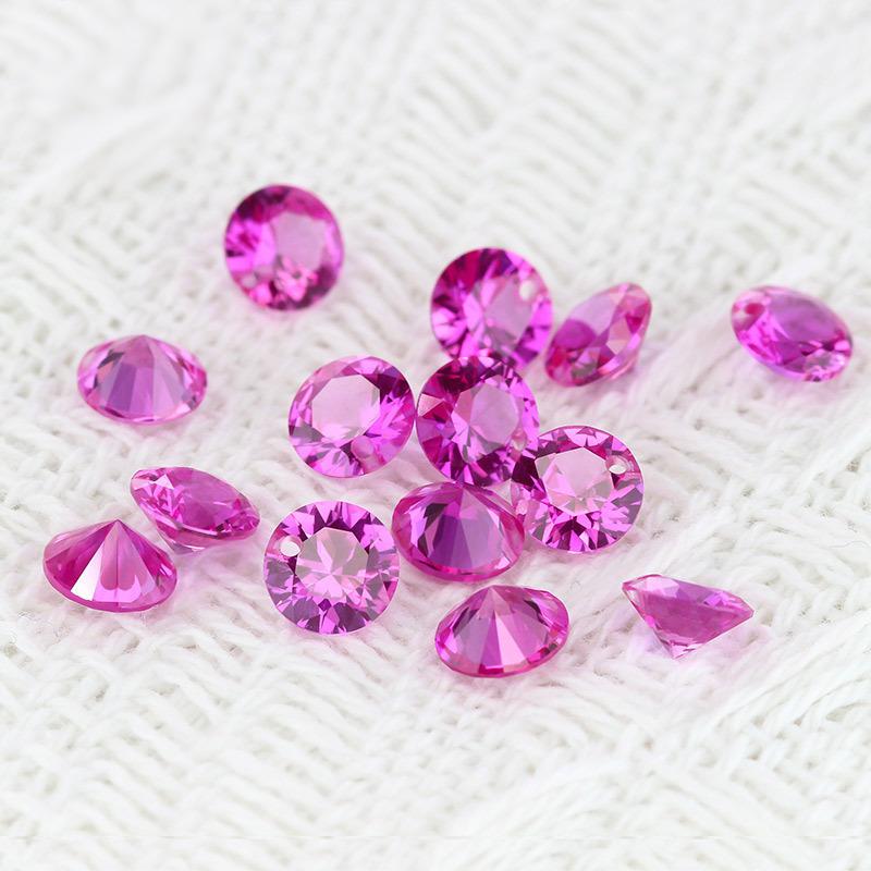 单孔3#红刚玉圆形裸石批发 3号合成人造红色打孔钻梧州