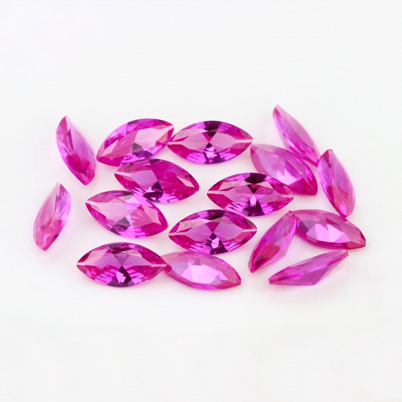 马眼形3#红刚玉裸石 合成红宝石树叶形尖底钻饰品戒面