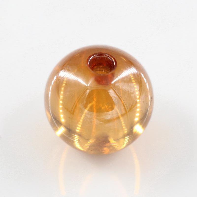 全孔光珠香槟色锆石裸石批发 圆形单孔CZ珠子打孔穿手链