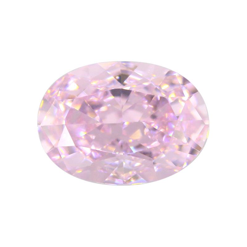 9A蛋形冰花切浅粉色高碳钻 椭圆形锆石CZ裸石戒主石批发